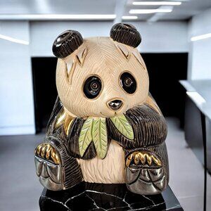De Rosa Artesania Rinconada Panda Bear Sculpture Figurine Silver Anniversary